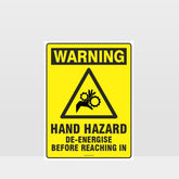 Custom Yard Signs,Warning Hand Hazard De-Energise Sign